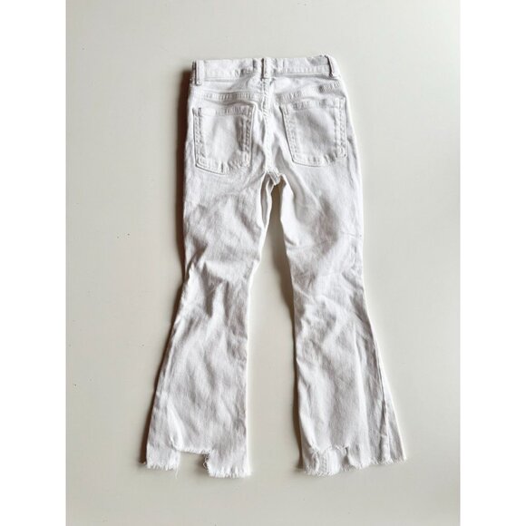 Girls' ZARA White Distressed Stretch Denim Flare Jeans, Size 8 - Picture 7 of 13